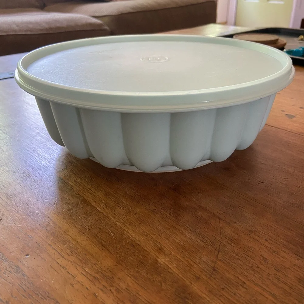 Vintage Tupperware Ice Blue Jello Mold w/ Lid